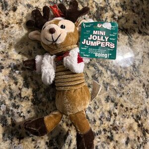 Kurt Adler Brown and White Mini Jolly Jumper Reindeer Toy
